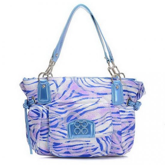 Coach Whimsy Logo Signature Medium Blue Totes EIY - Click Image to Close